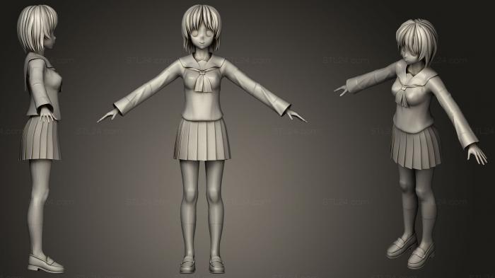 Статуэтки девушки (Михо Нисидзуми, STKGL_0314) 3D модель для ЧПУ станка